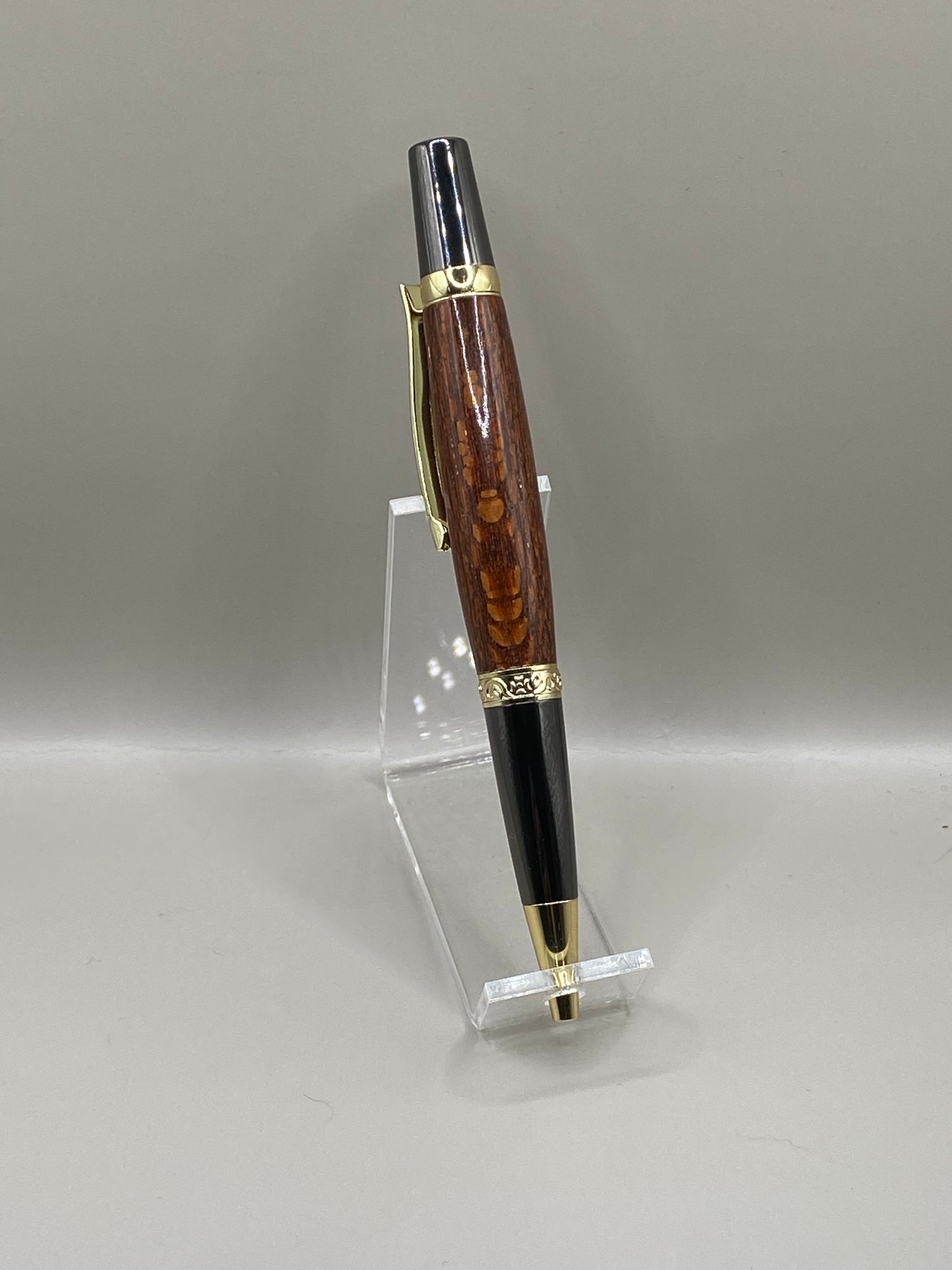 Handcrafted Leopardwood Ballpoint Pen – Exotic Wood with Striking Leopard-Spot Grain & Gold Accents