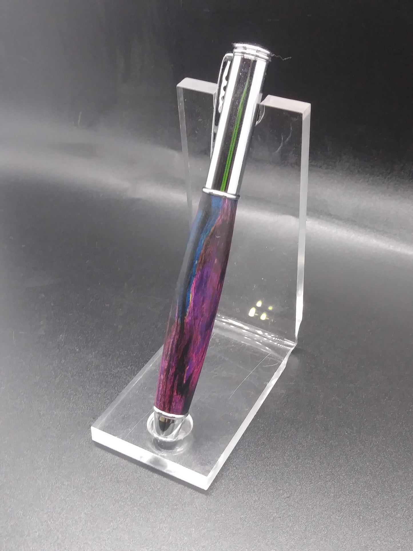 Blue/Pink Dyed Spalted Maple Ballpoint Pen