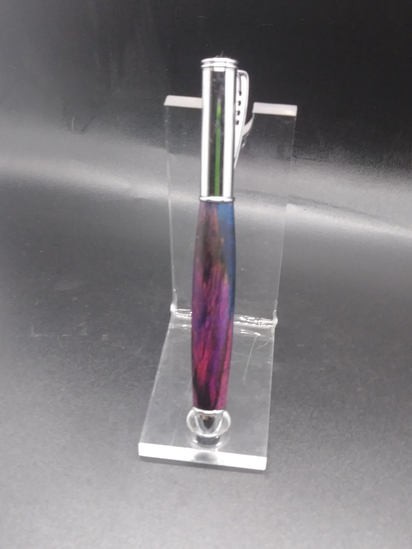 Blue/Pink Dyed Spalted Maple Ballpoint Pen