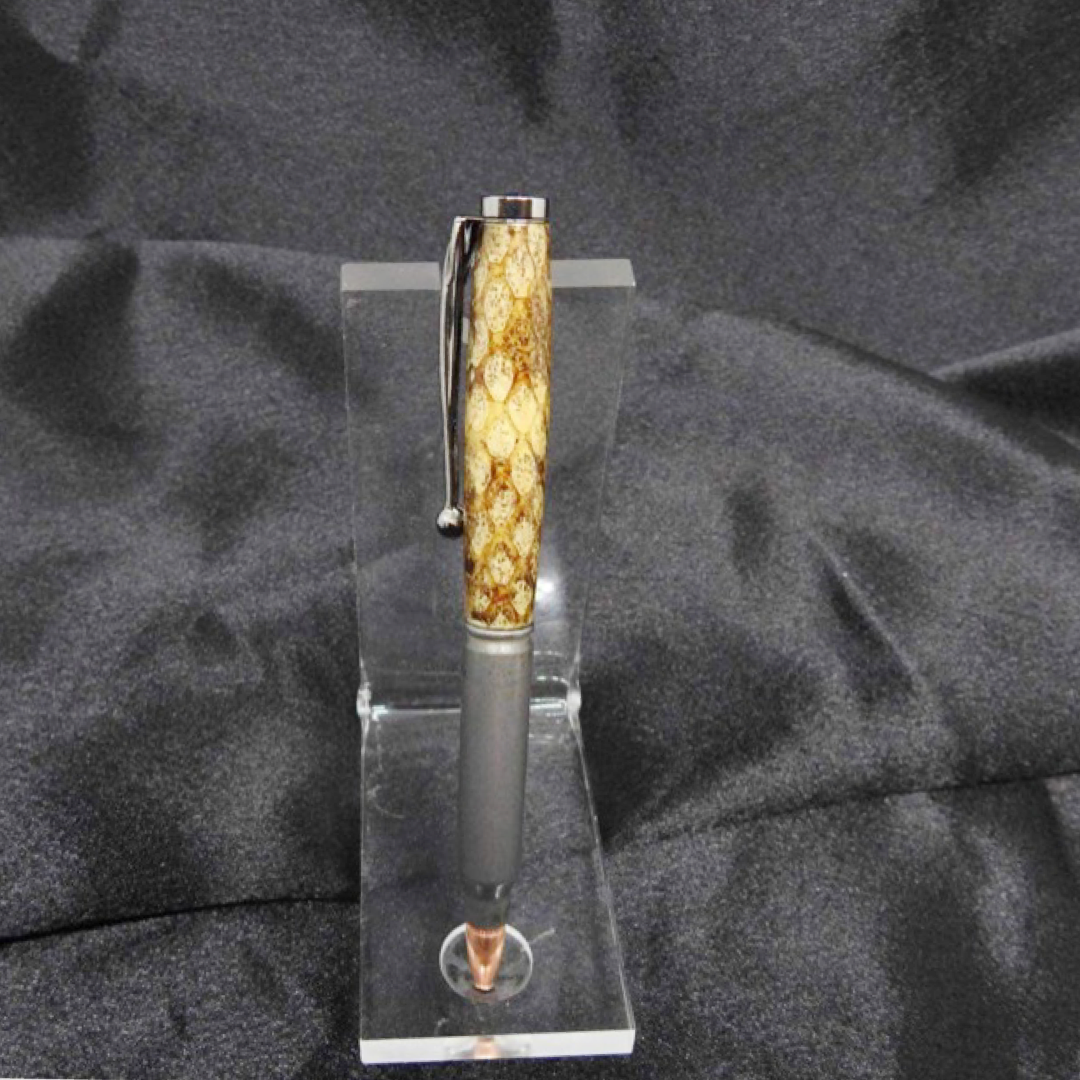 .223/5.56 Bullet Casing Pen w/Rattlesnake Skin