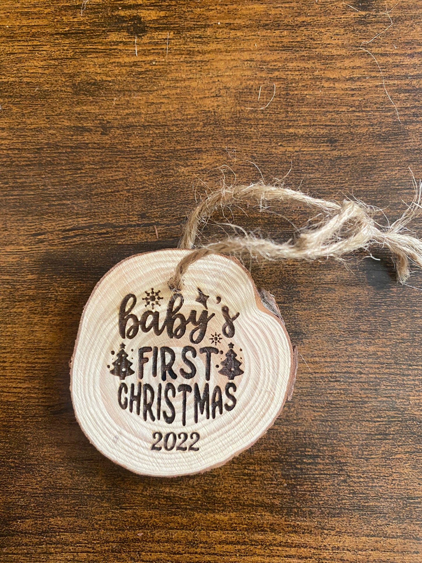 Rustic Babys First Christmas 2022 Ornament