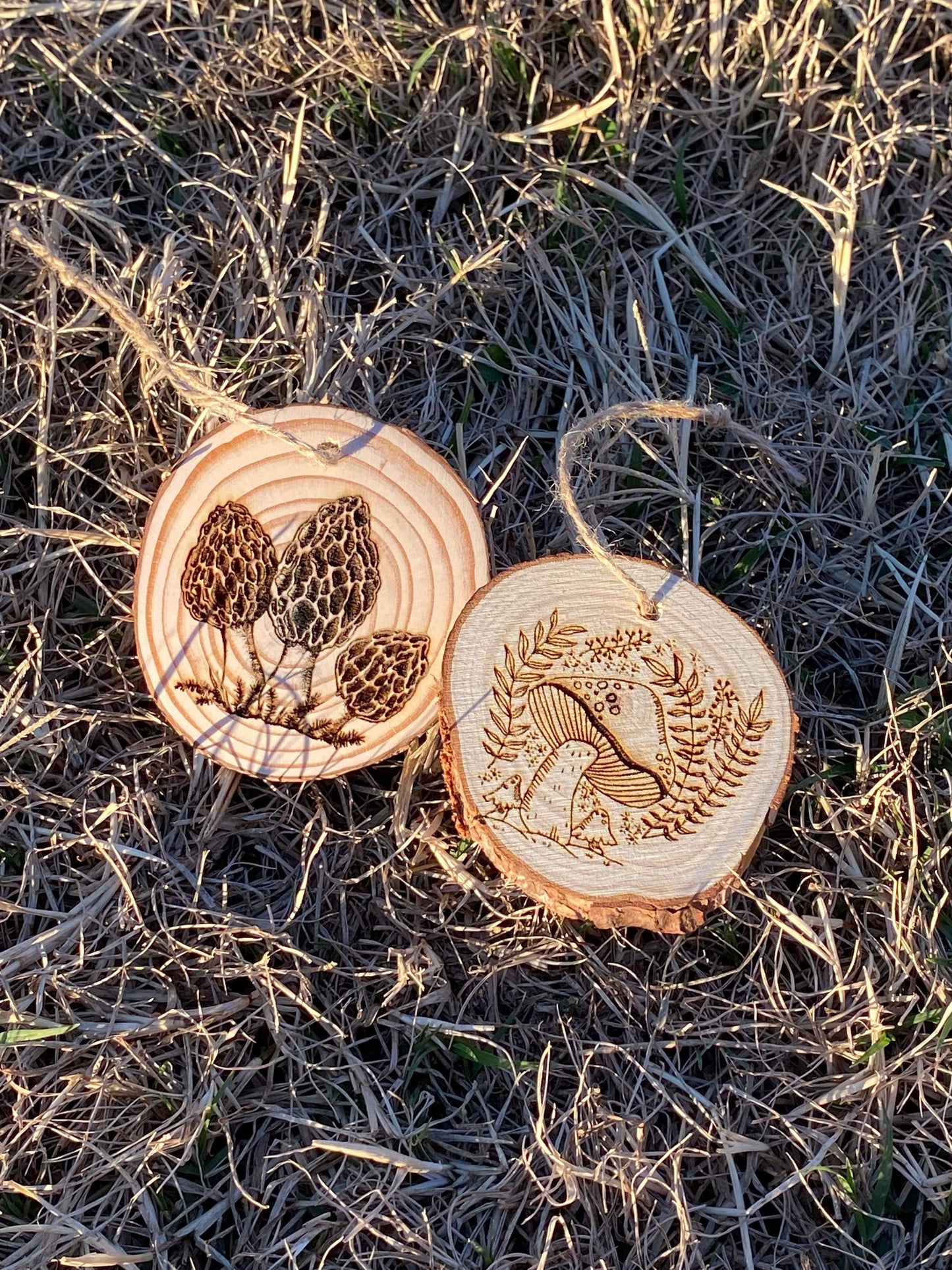 Rustic Mushroom Christmas Ornaments