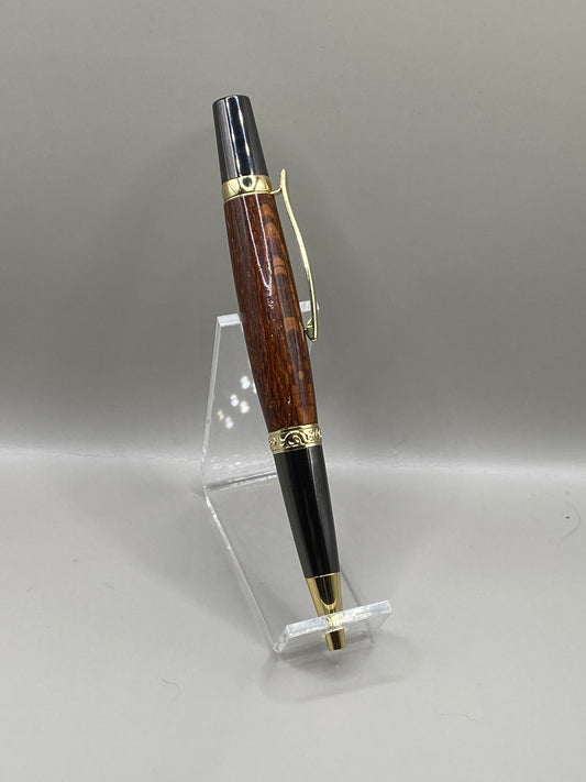 Handcrafted Leopardwood Ballpoint Pen – Exotic Wood with Striking Leopard-Spot Grain & Gold Accents