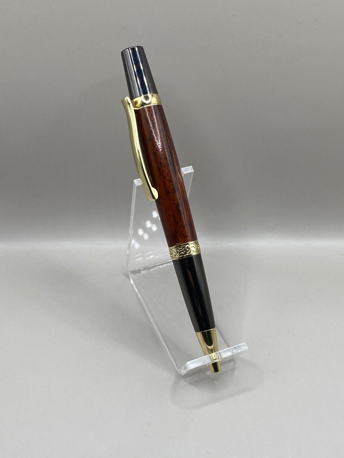 Handmade Luxury Cocobolo Wood Ballpoint Pen – Exotic Rosewood Elegance with Gold Accents