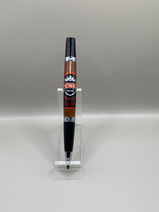 Handmade Punch Diablo Cigar Twist Pen – Authentic Band Embedded in Clear Resin