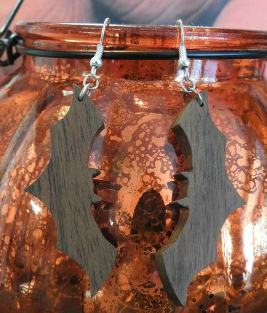 Black Walnut Bat Earrings