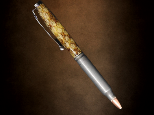 .223/5.56 Bullet Casing Pen w/Rattlesnake Skin