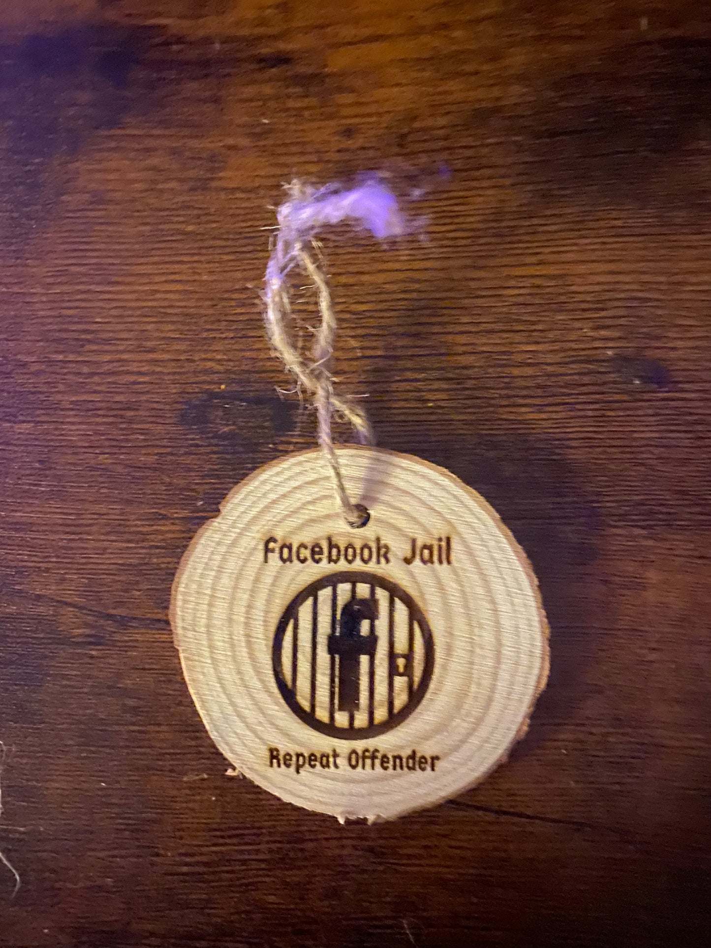 Rustic Facebook Jail Repeat Offender Ornament