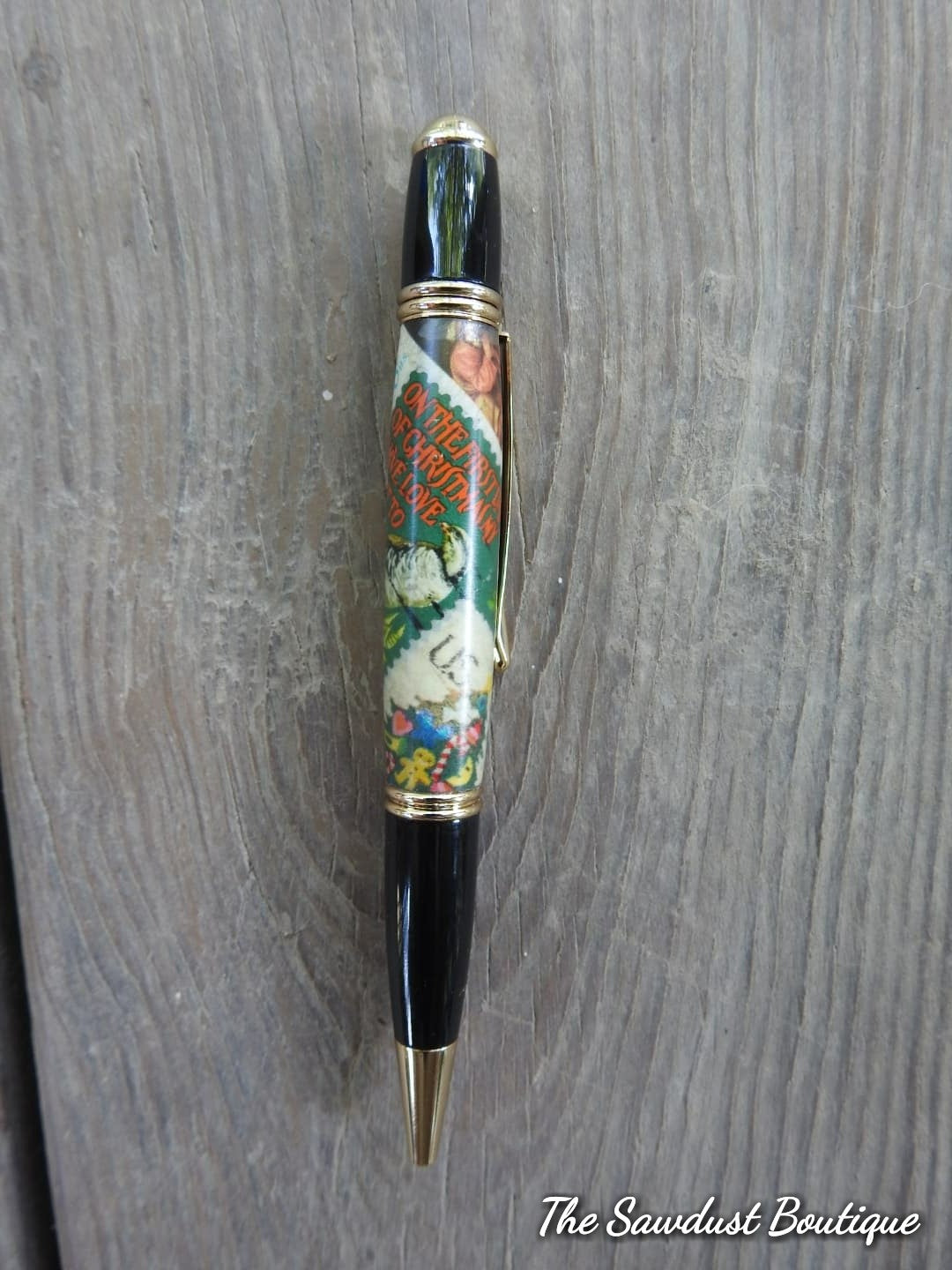 Vintage USA Christmas Stamps Pen
