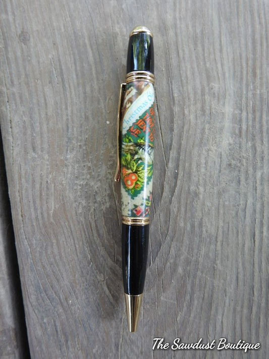 Vintage USA Christmas Stamps Pen